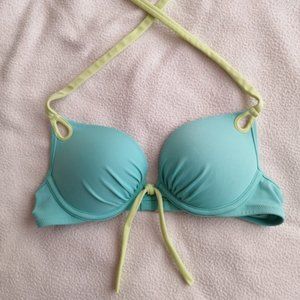 Victoria's Secret Push Up Aqua Blue Neck Tie Bikini Top